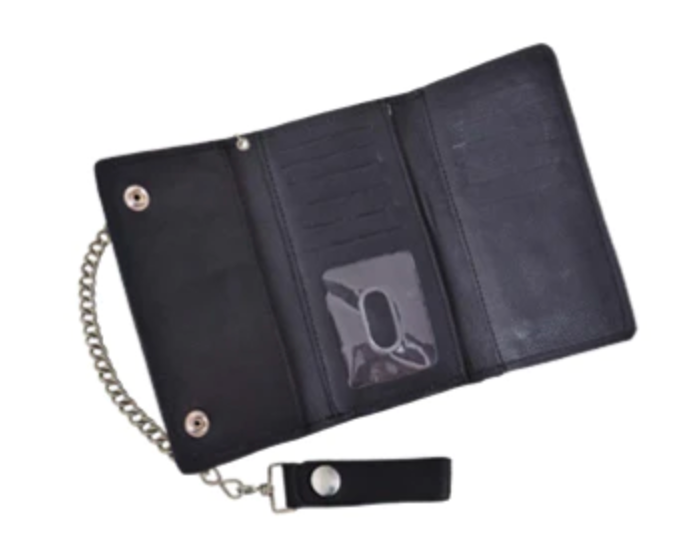 Black wallet with chain hanger