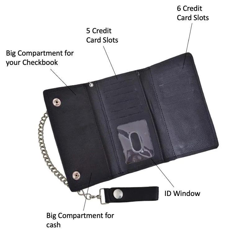 Black wallet with slots and ID slot