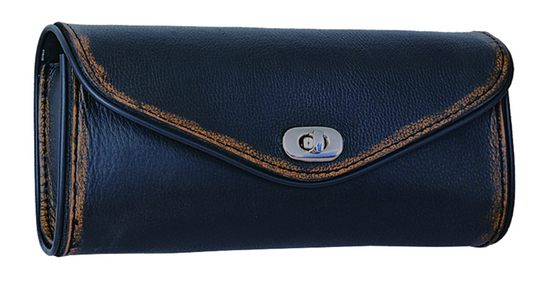 Black, with distressed brown edging - Leather Windshield Bag