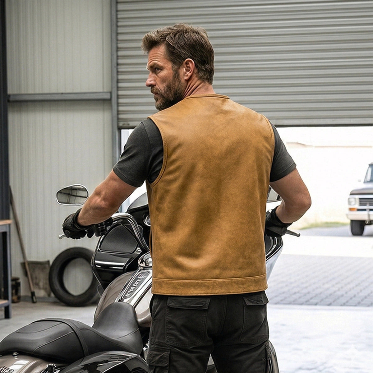 Road Siren - Mens Leather Motorcycle Vest