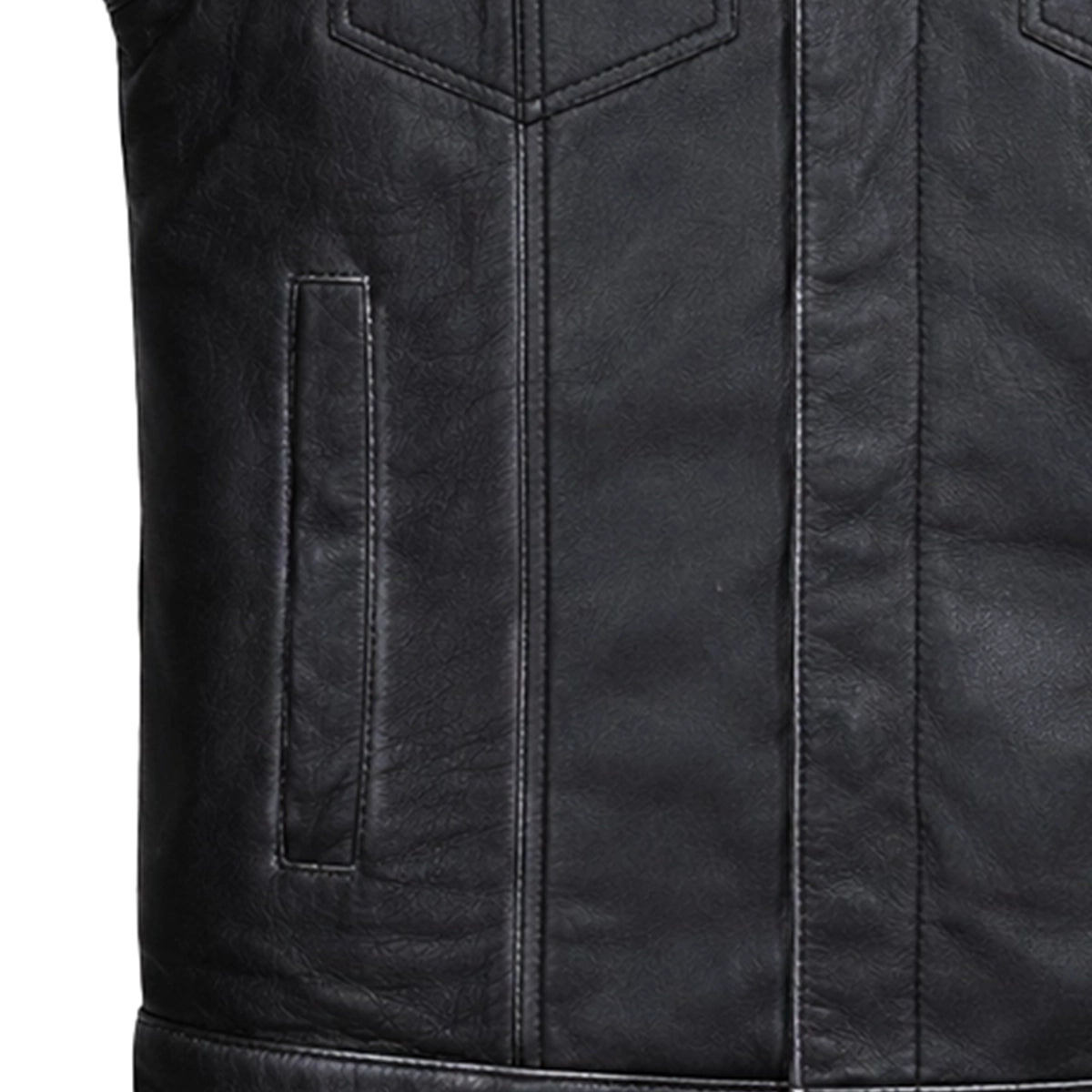 Road Warrior - Men's Premium Leather Motorcycle Vest (Gray)