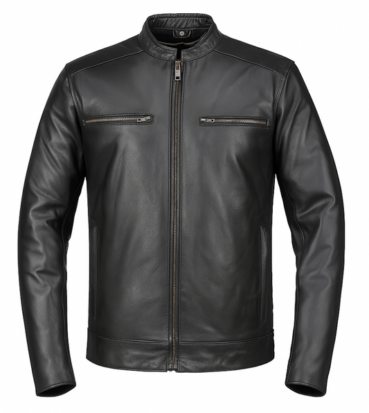 . Crafted from high-quality cowhide leather in timeless black, this jacket combines classic design with functional details, making it an essential wardrobe staple for every season.&nbsp;
