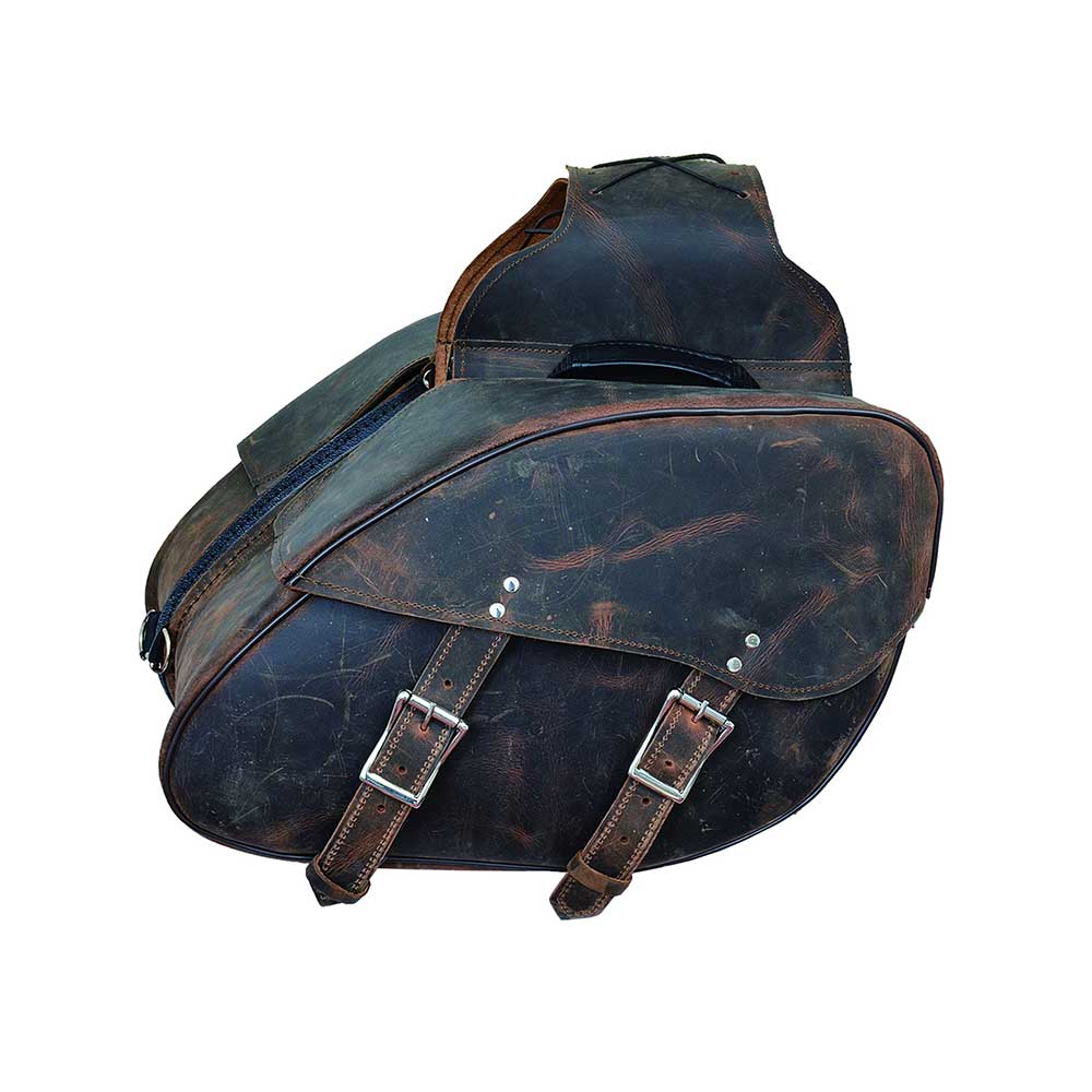 Blue & Brown - Leather Saddle Bag