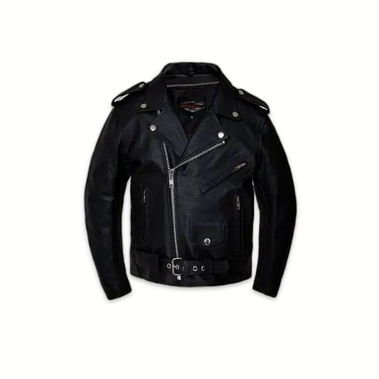 boys cross zipper leather jacket with bely style