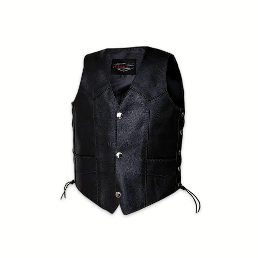 Boys Premium Leather Vest with silver buttons