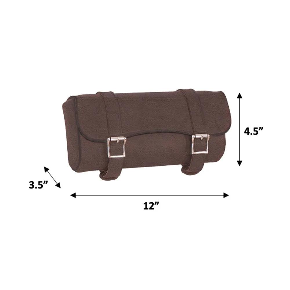 brown saddle bag with buckle straps