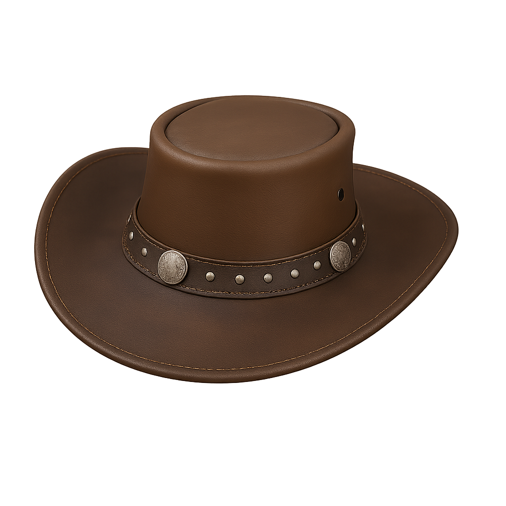 Men Brown leather cowboy hat 
