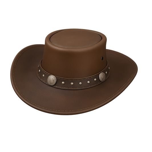 Men Brown leather cowboy hat 