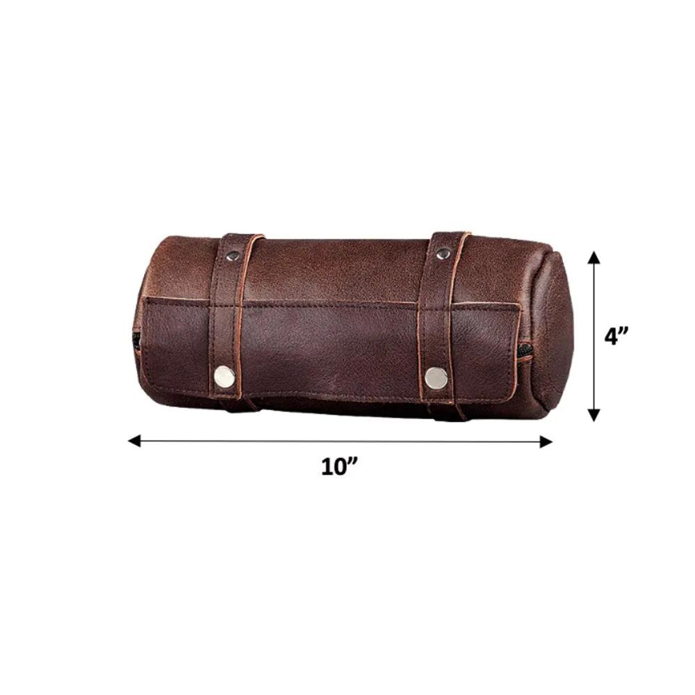 Brown leather roll with buttons
