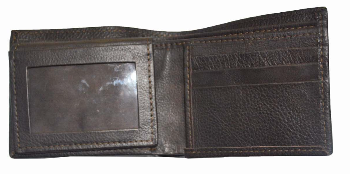 Brown leather wallet with slots
