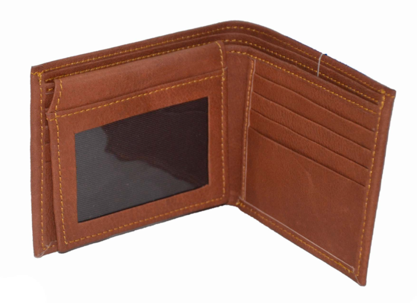Brown leather wallet with id card slot