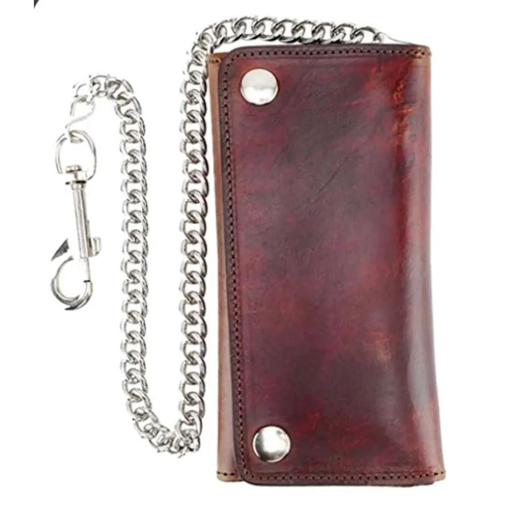 Brown leather wallet with key chain 