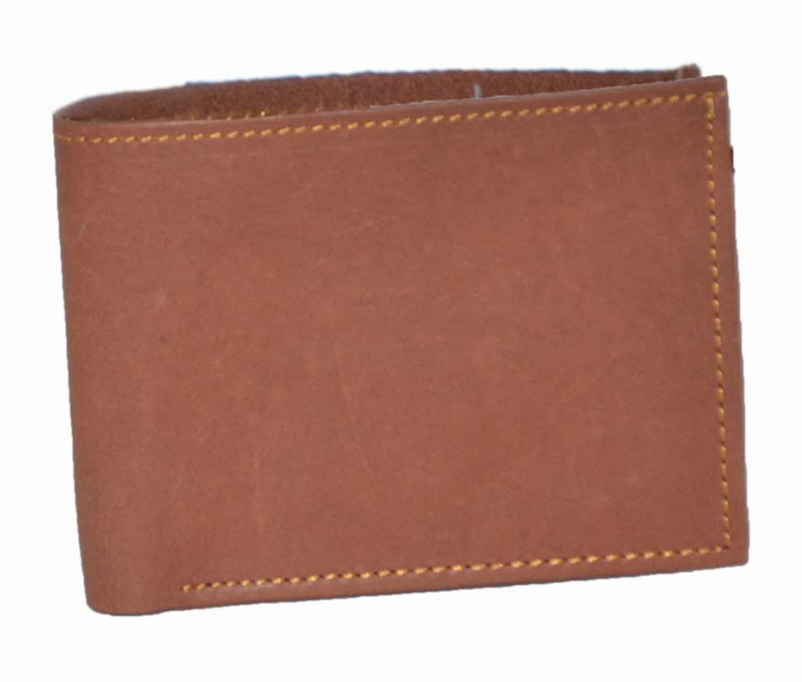 Brown leather wallet in rugged style