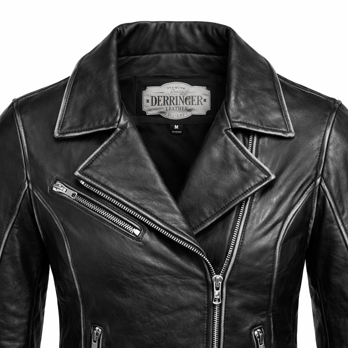 Sliver Star - Women Lambskin Motorcycle Leather Jacket