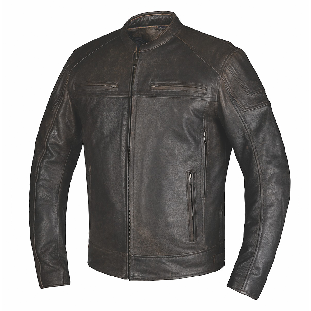  Crafted from high-quality cowhide leather in classic brown, this jacket combines practical design with modern features, making it an essential choice for both style-conscious individuals and outdoor enthusiasts