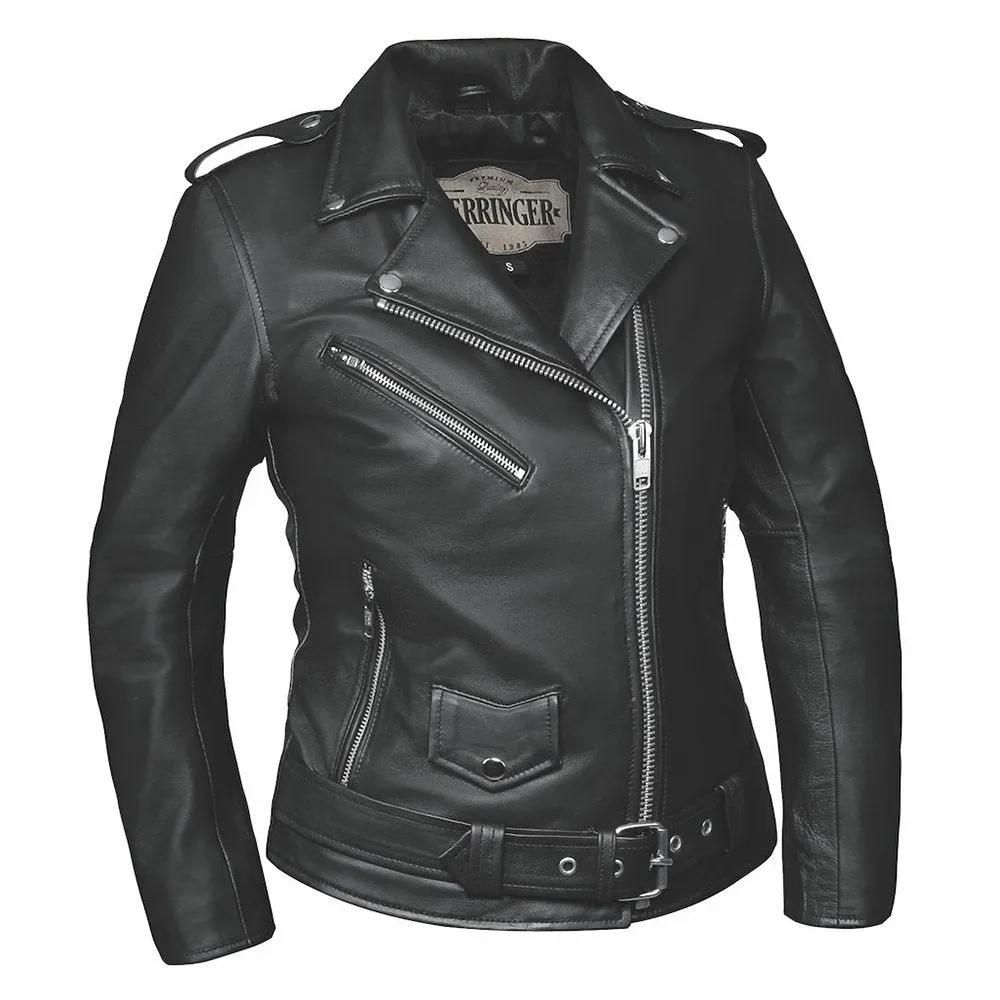 leather jacket in cross zipper style