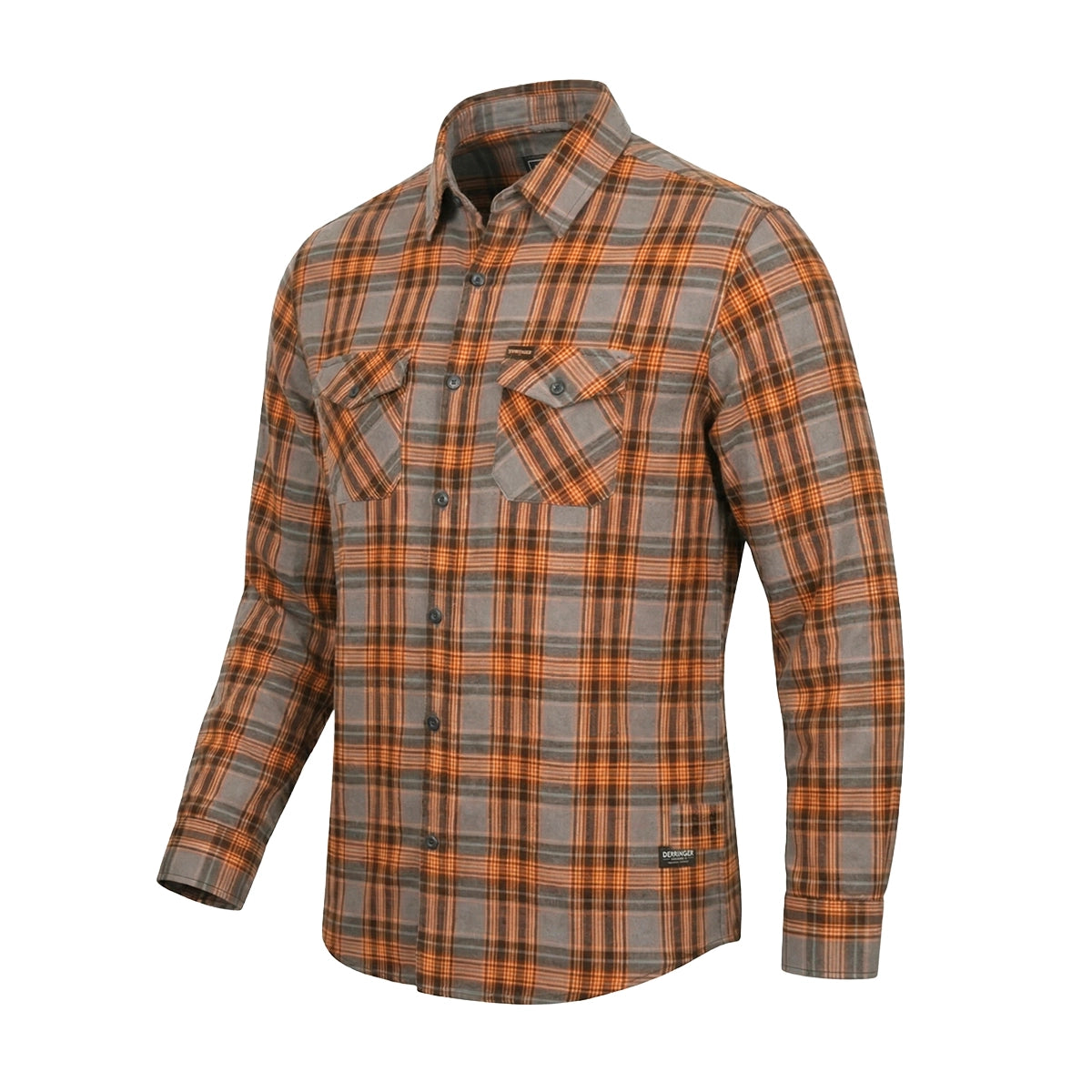 Gray and Orange Men's Motorcycle Flannel Shirt