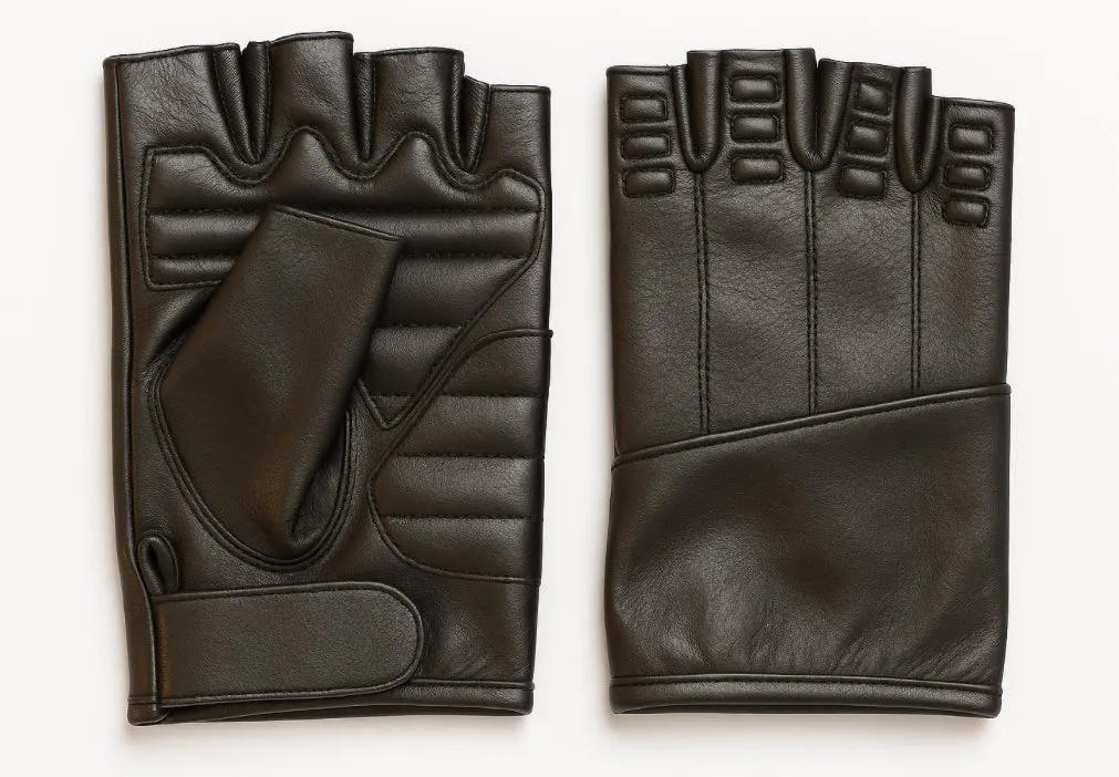 8424.00 - Mens Fingerless Leather Gloves - Unik International Inc