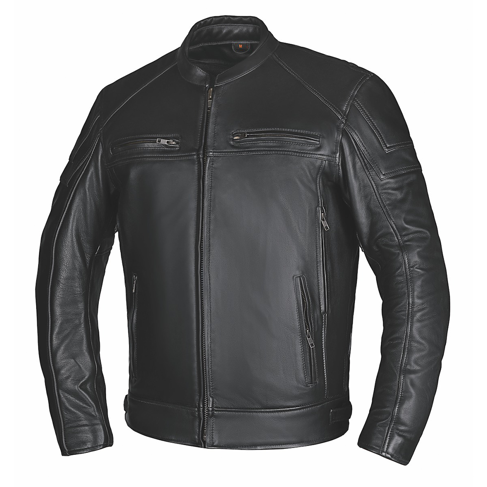 Crafted from high-quality cowhide leather in classic black, this jacket combines practical design with modern features, making it an essential choice for both style-conscious individuals and outdoor enthusiasts