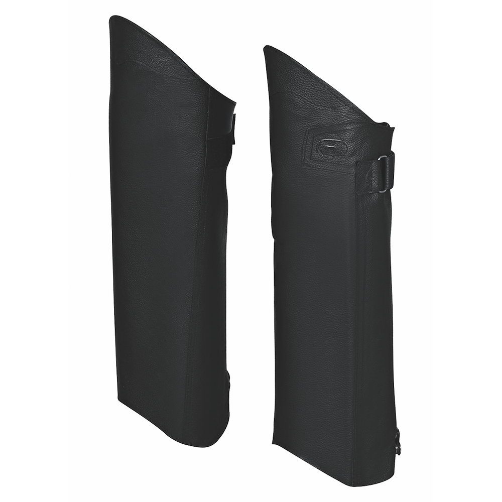 Unik Premium leather chaps designed for durability and style. With reinforced stitching, silver hardware, and an adjustable fit, these chaps are ideal for bikers