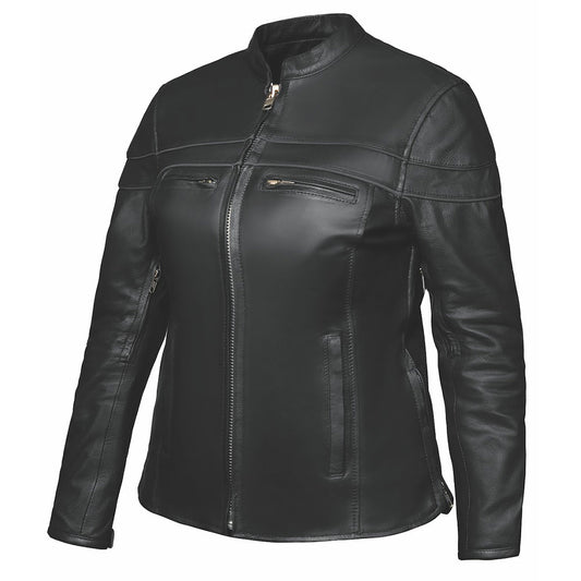 . This jacket is crafted from soft, lightweight goatskin leather in a sleek black color, offering a perfect blend of style and practicality for everyday wear.&nbsp;Step into sophistication and versatility designed to elevate your wardrobe with its luxurious materials, functional design, and timeless style suitable for a range of occasions.