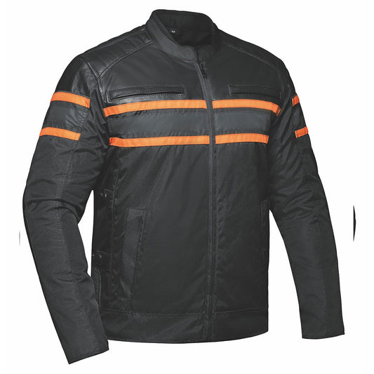 Crafted from a blend of textile and cowhide leather, this jacket is designed for functionality and safety. It features removable armor in critical areas like the back, elbows, and shoulders, providing protection without compromising comfort