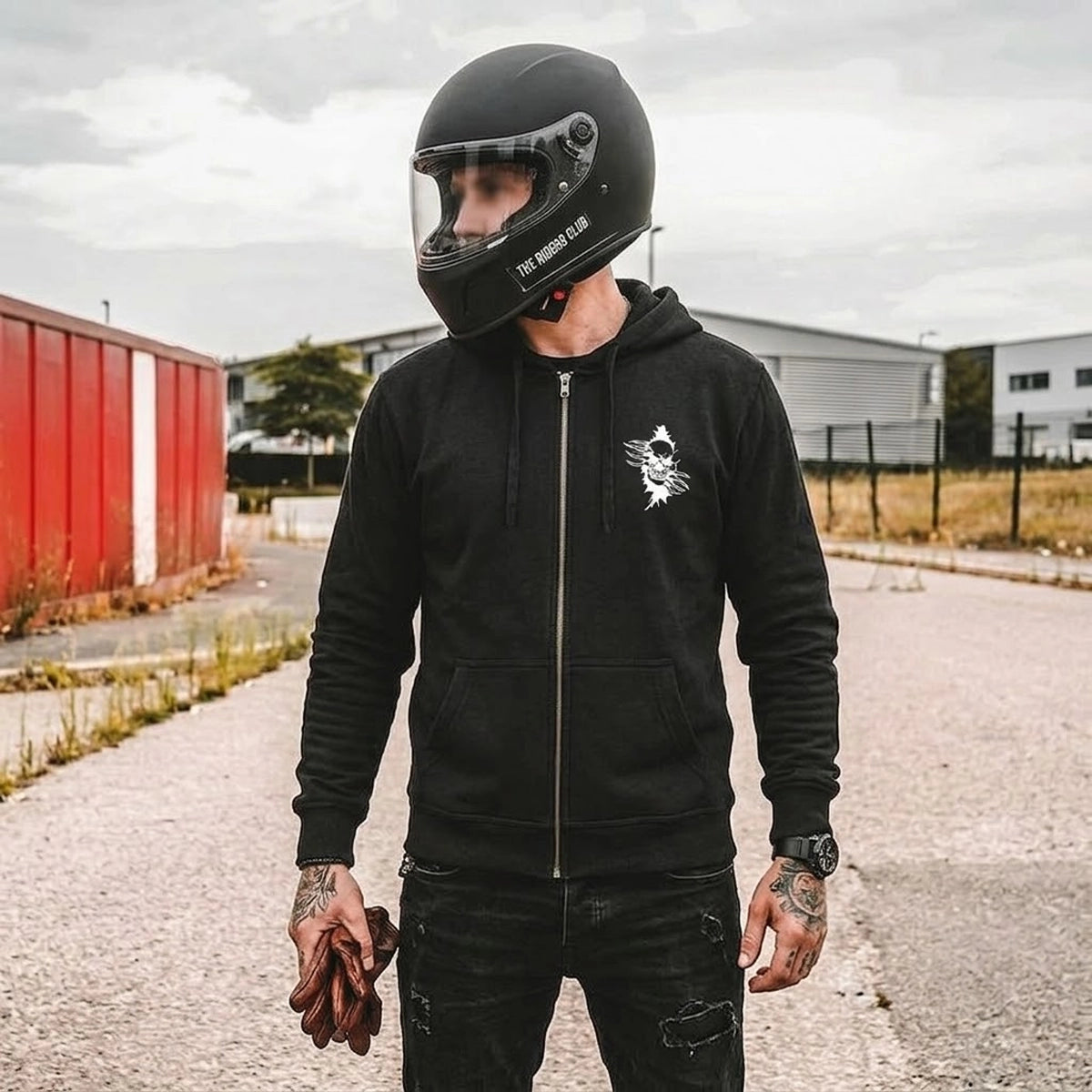 Coreline - Men's Skull Graphic Motorcycle Hoodie