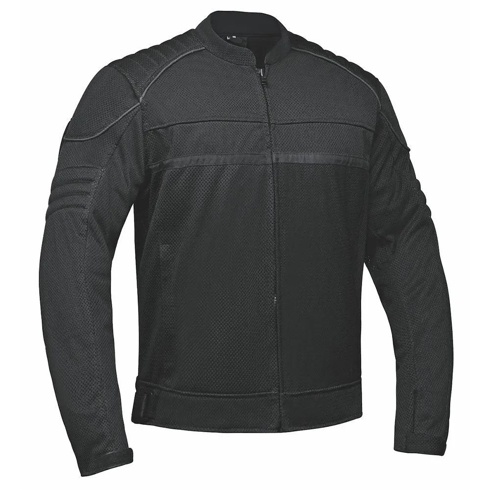 . Crafted from durable textile mesh, this jacket offers breathability and flexibility, making it suitable for various weather conditions and extended rides. It includes removable armor in the shoulders and elbows for impact protection, ensuring rider safety