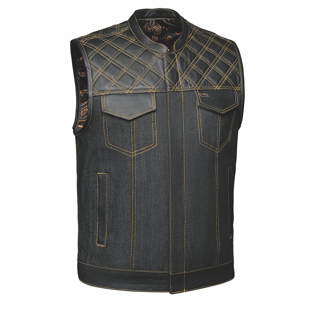  Featuring four exterior pockets, two inside concealed carry pockets, a zip snap main closure, antique brass hardware, and a one-panel back, this vest provides both practicality and unique aesthetic appeal.