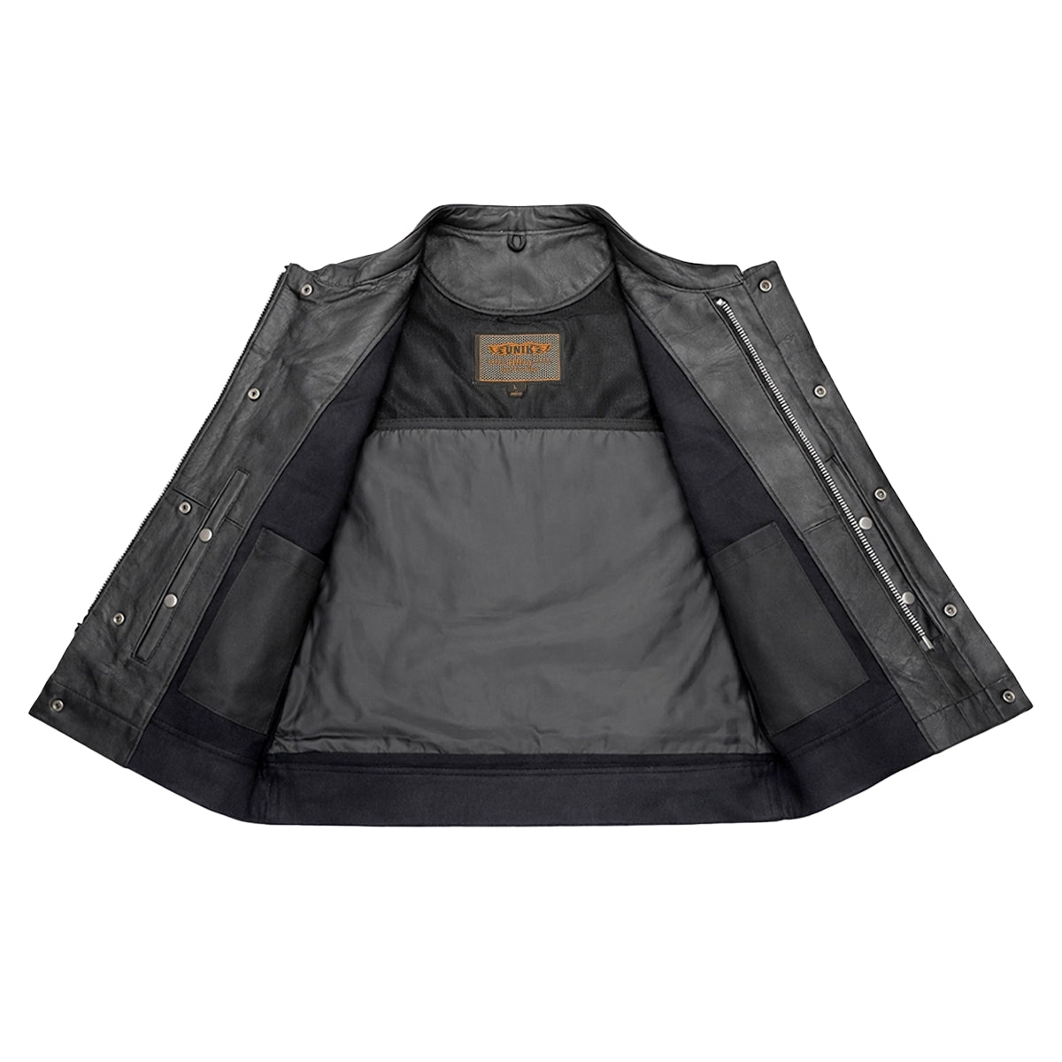 Road Warrior - Men's Premium Leather Motorcycle Vest (Gray)
