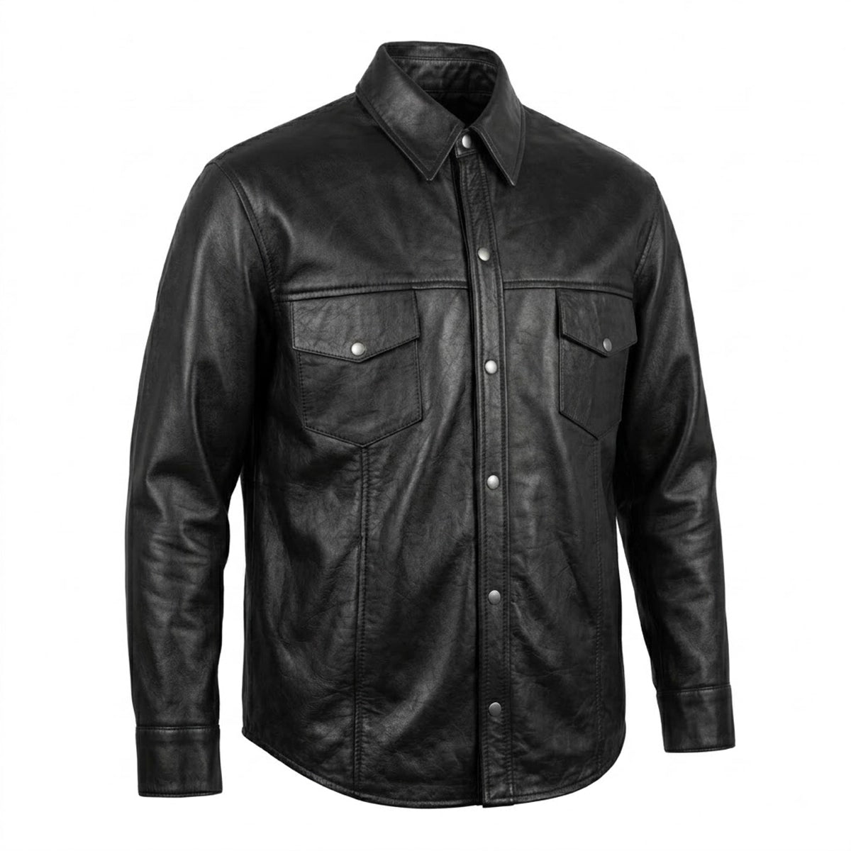 Titan - Men's Shirt style Premium Leather Biker Jacket