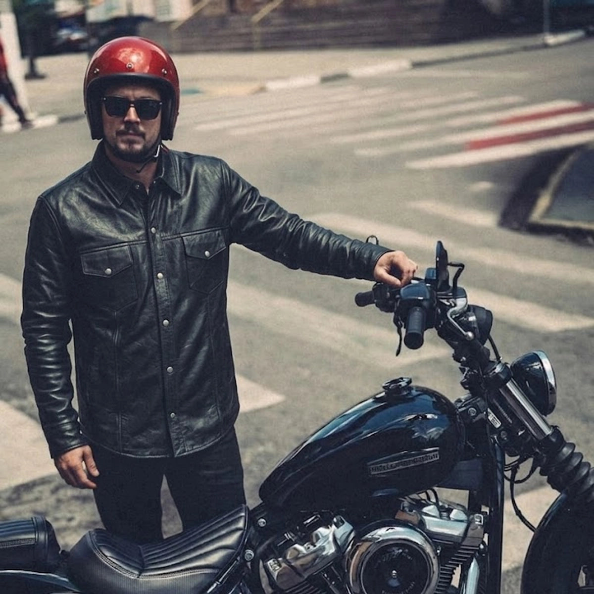 Titan - Men's Shirt style Premium Leather Biker Jacket