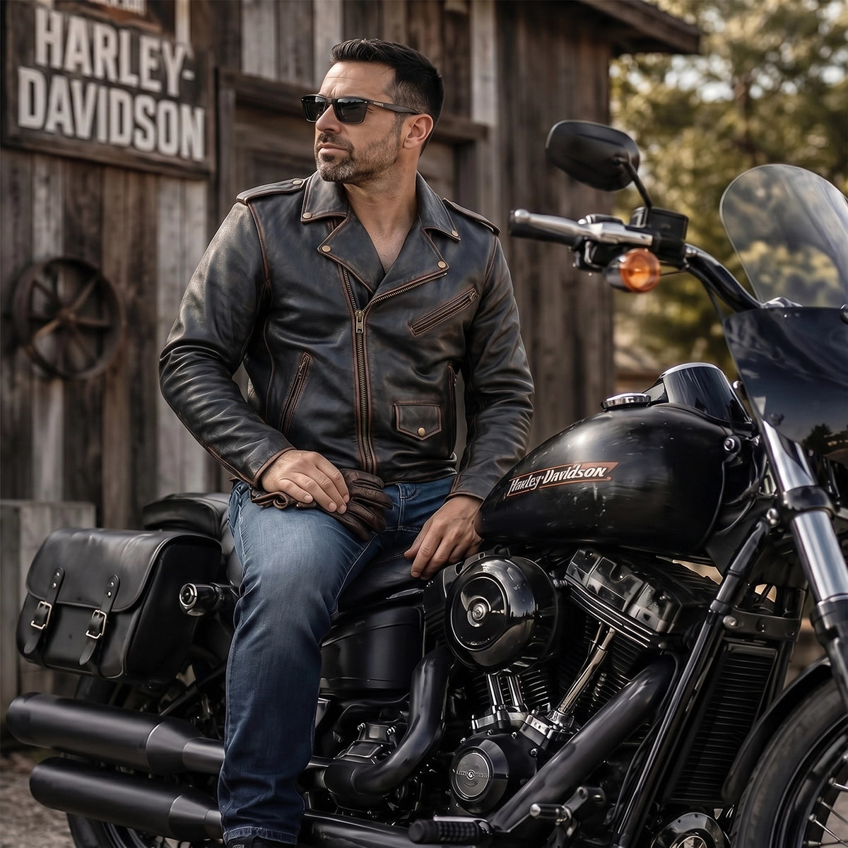Osbourne - Mens Brown Motorcycle Leather Jacket