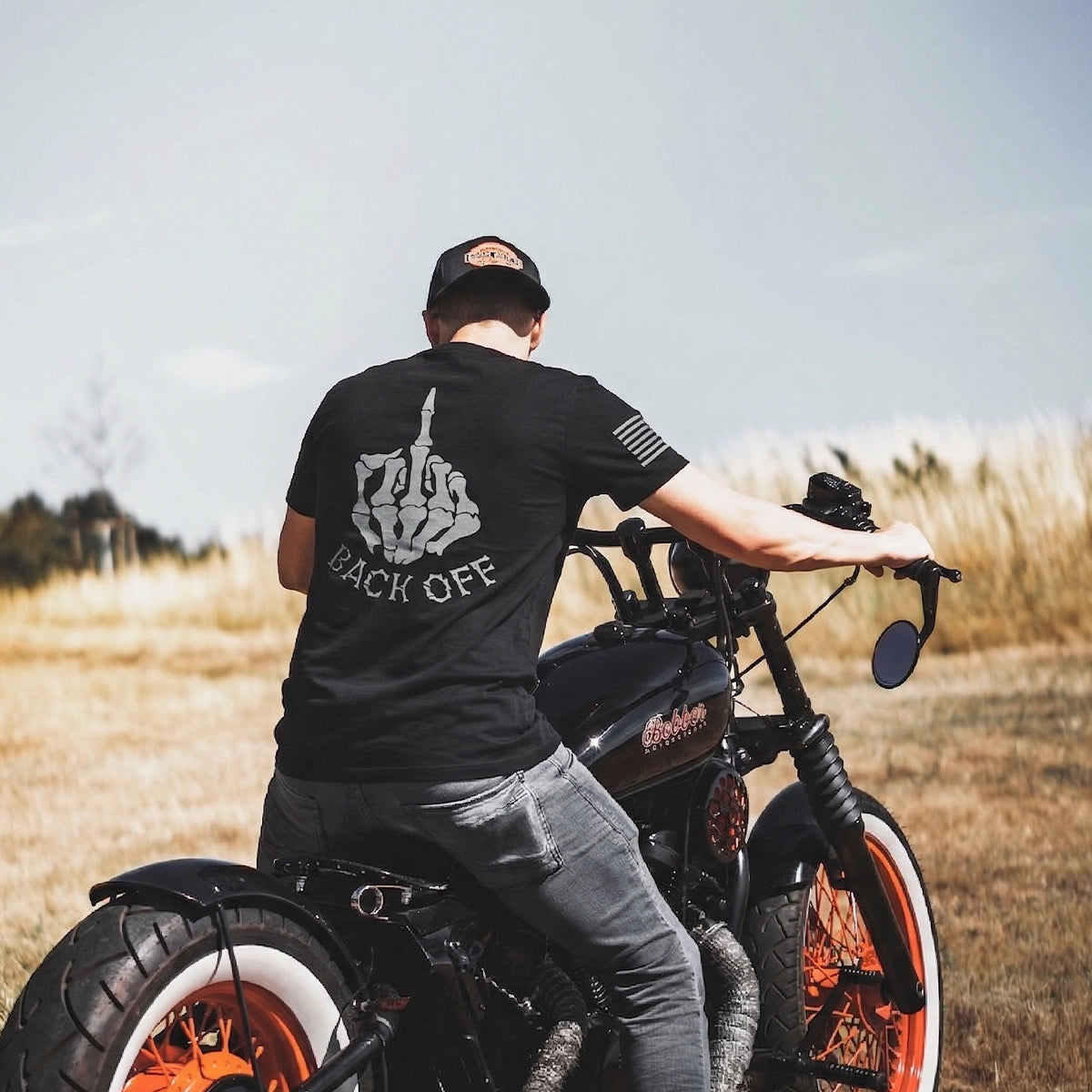 Men's Black Backoff and Finger T-Shirt