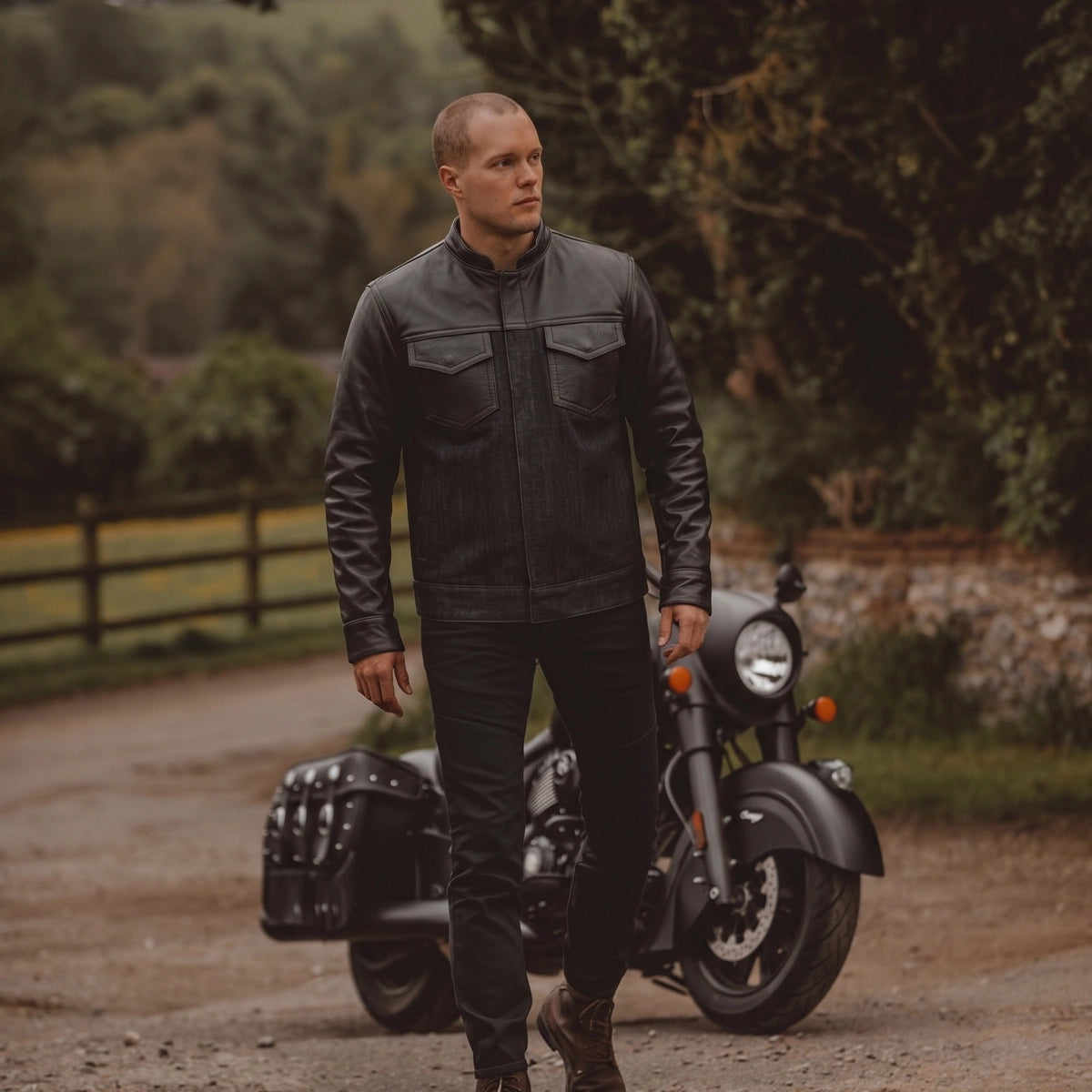 Commuter - Men's Denim & Leather Motorcycle Jacket