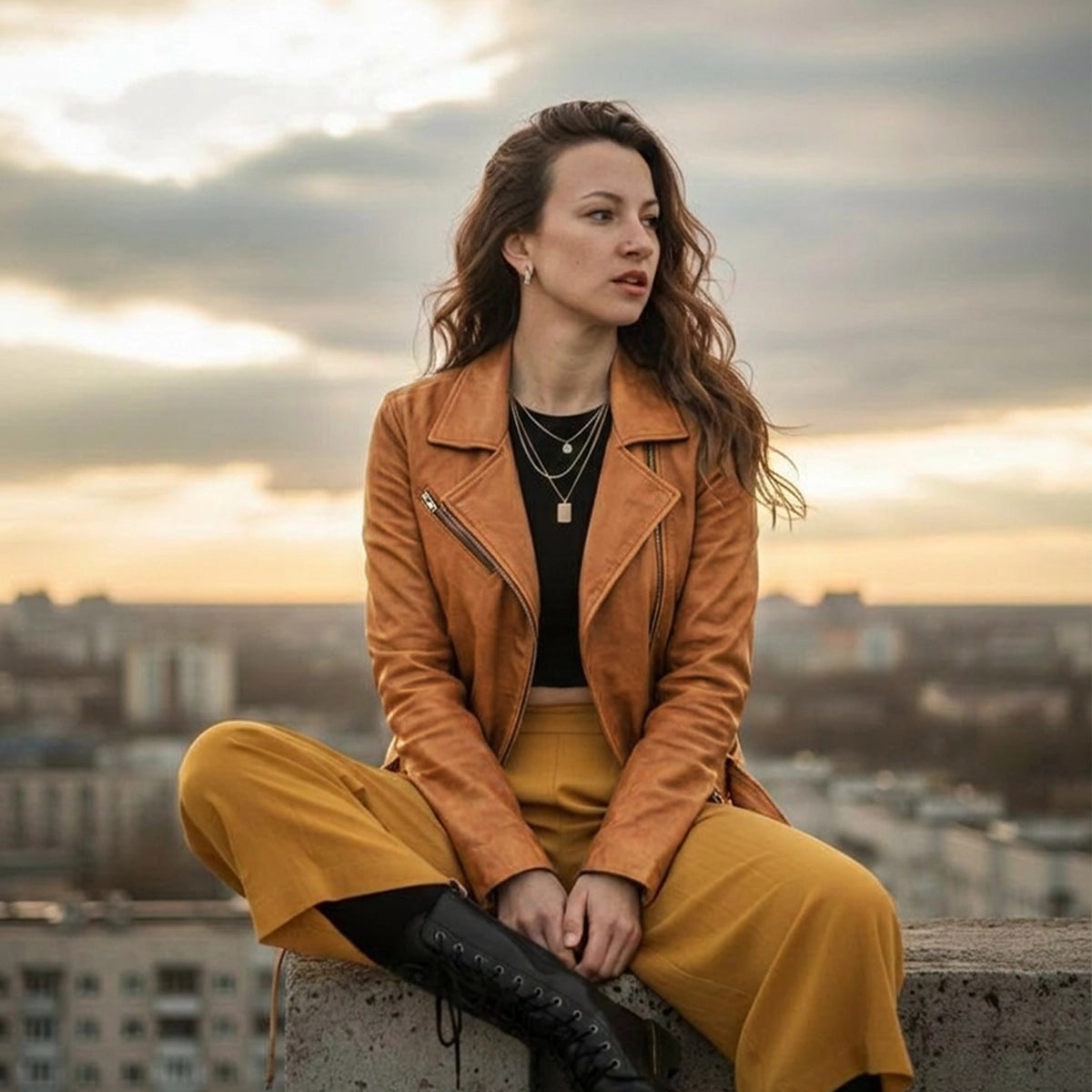 Ladies Brown Country Star Jacket