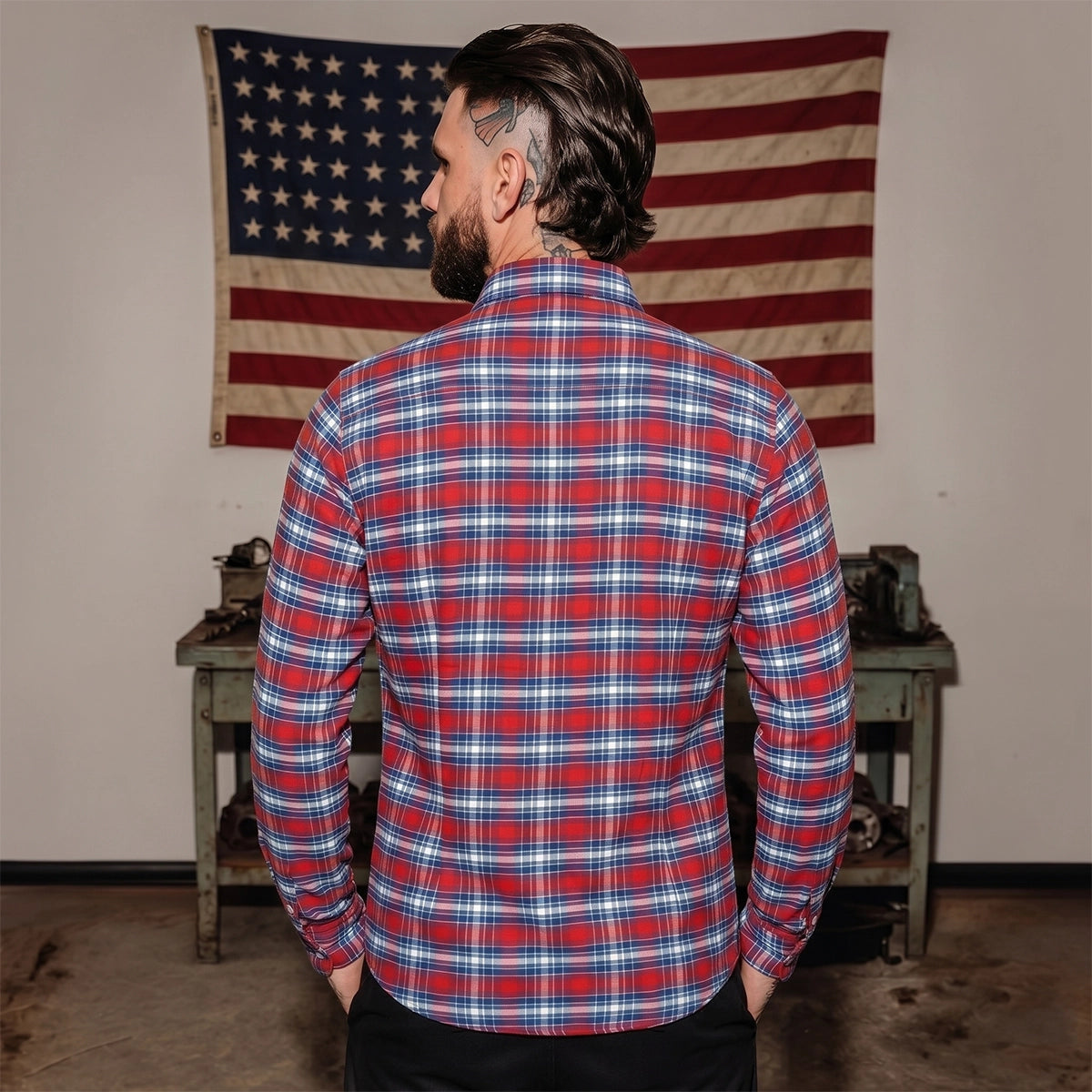 Autumn Ridge - Men's Long Sleeve Motorcycle Flannel Shirt