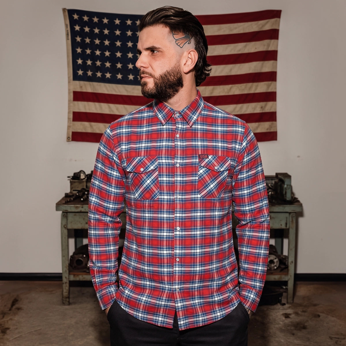 Autumn Ridge - Men's Long Sleeve Motorcycle Flannel Shirt