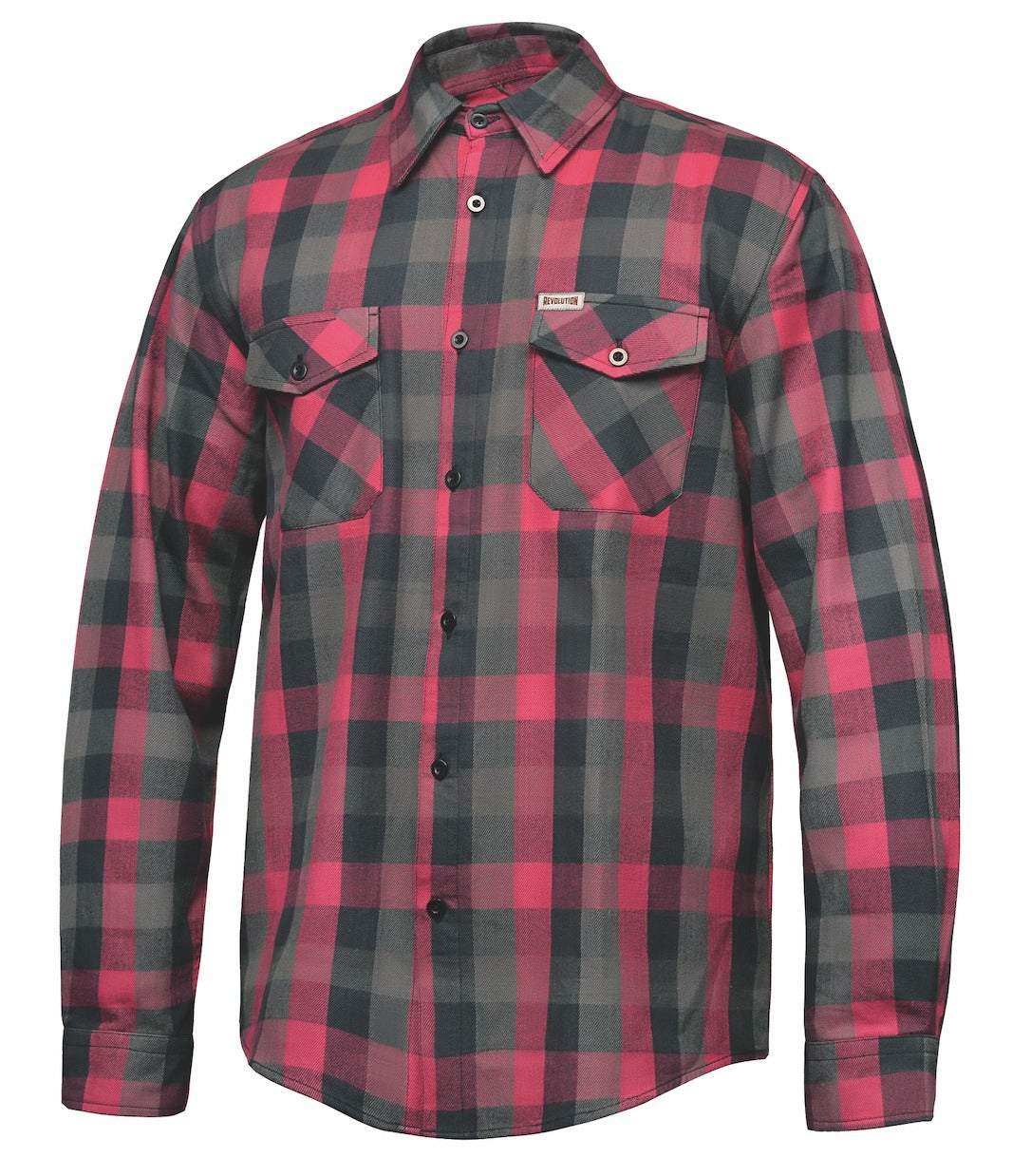 red and black plaid shirt from front