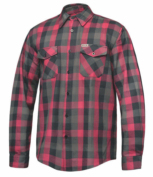 red and black plaid shirt from front