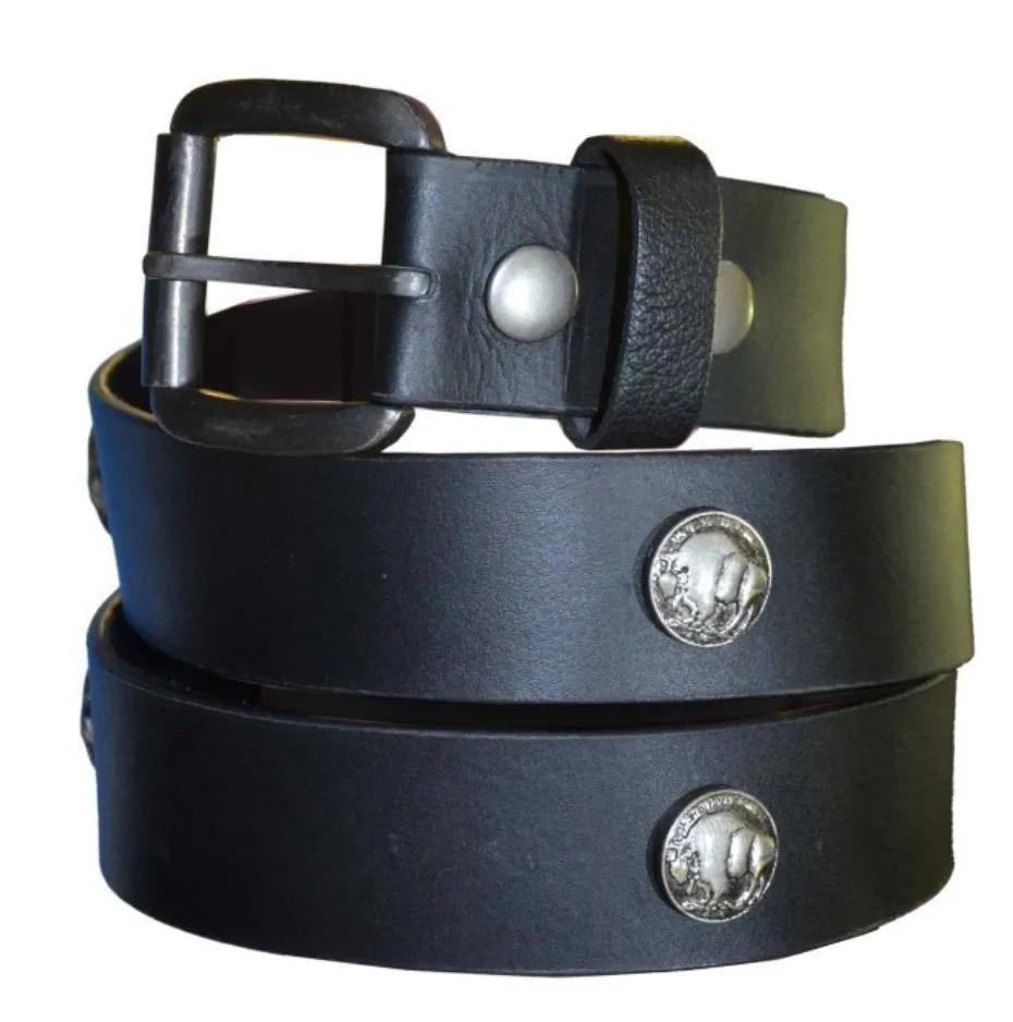 Men’s premium black leather belt with a sleek polished buckle
