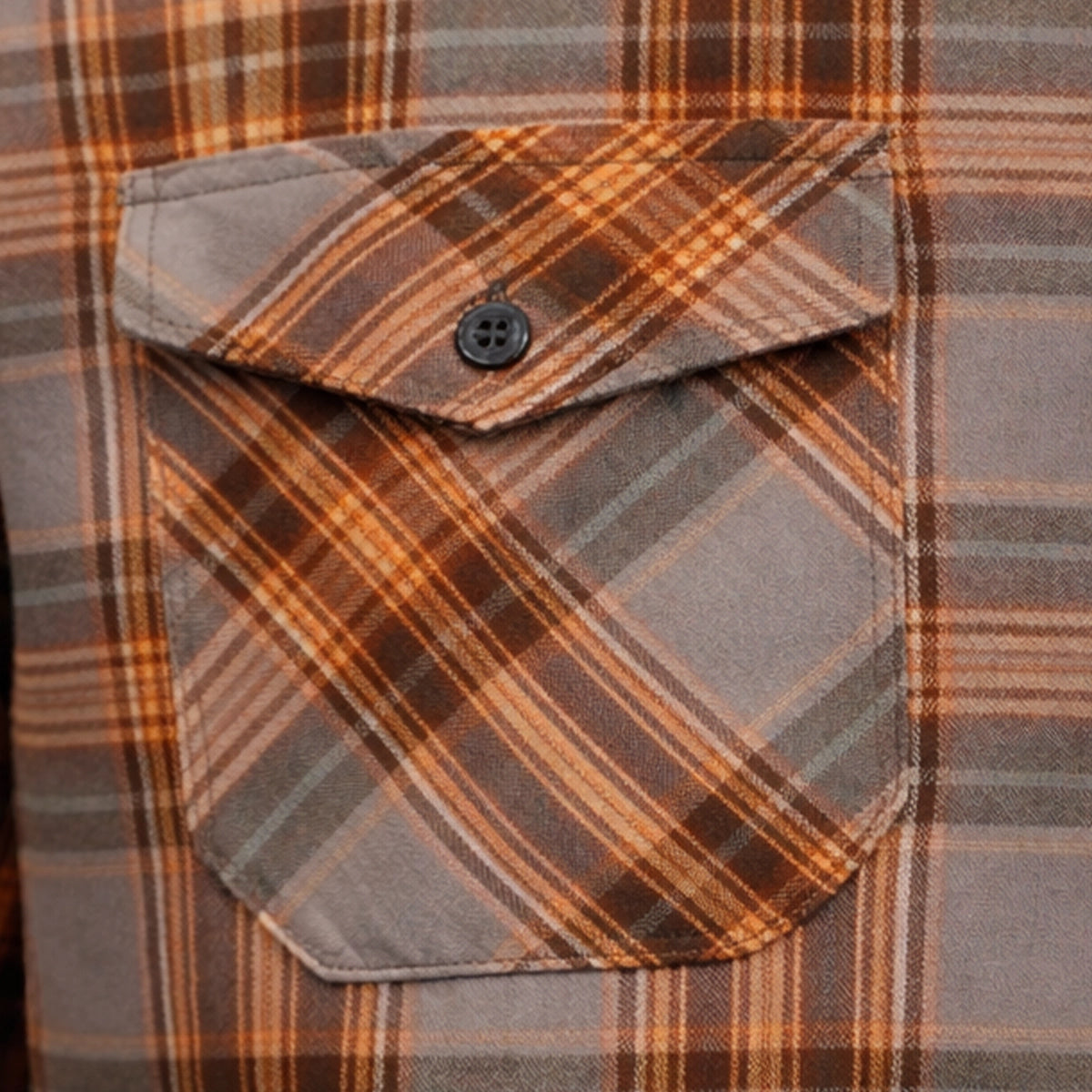 Gray and Orange Men's Motorcycle Flannel Shirt