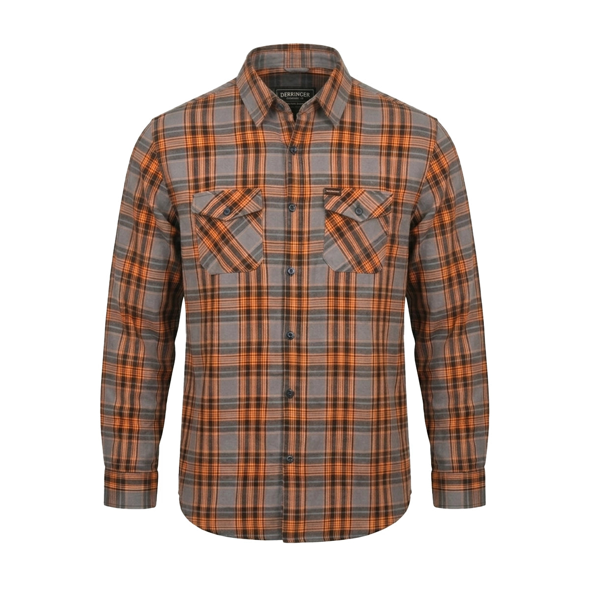 Gray and Orange Men's Motorcycle Flannel Shirt