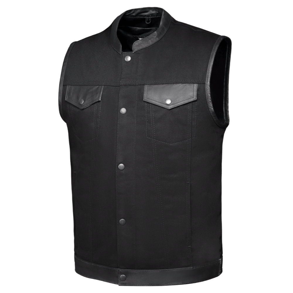 . With four exterior pockets, two inside concealed carry pockets, a one-panel back, lined interior, zip snap front closure, antique silver hardware