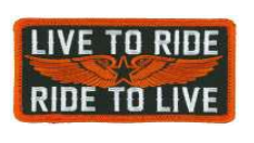 embroidery 'Live to Ride, Ride to Live' text 