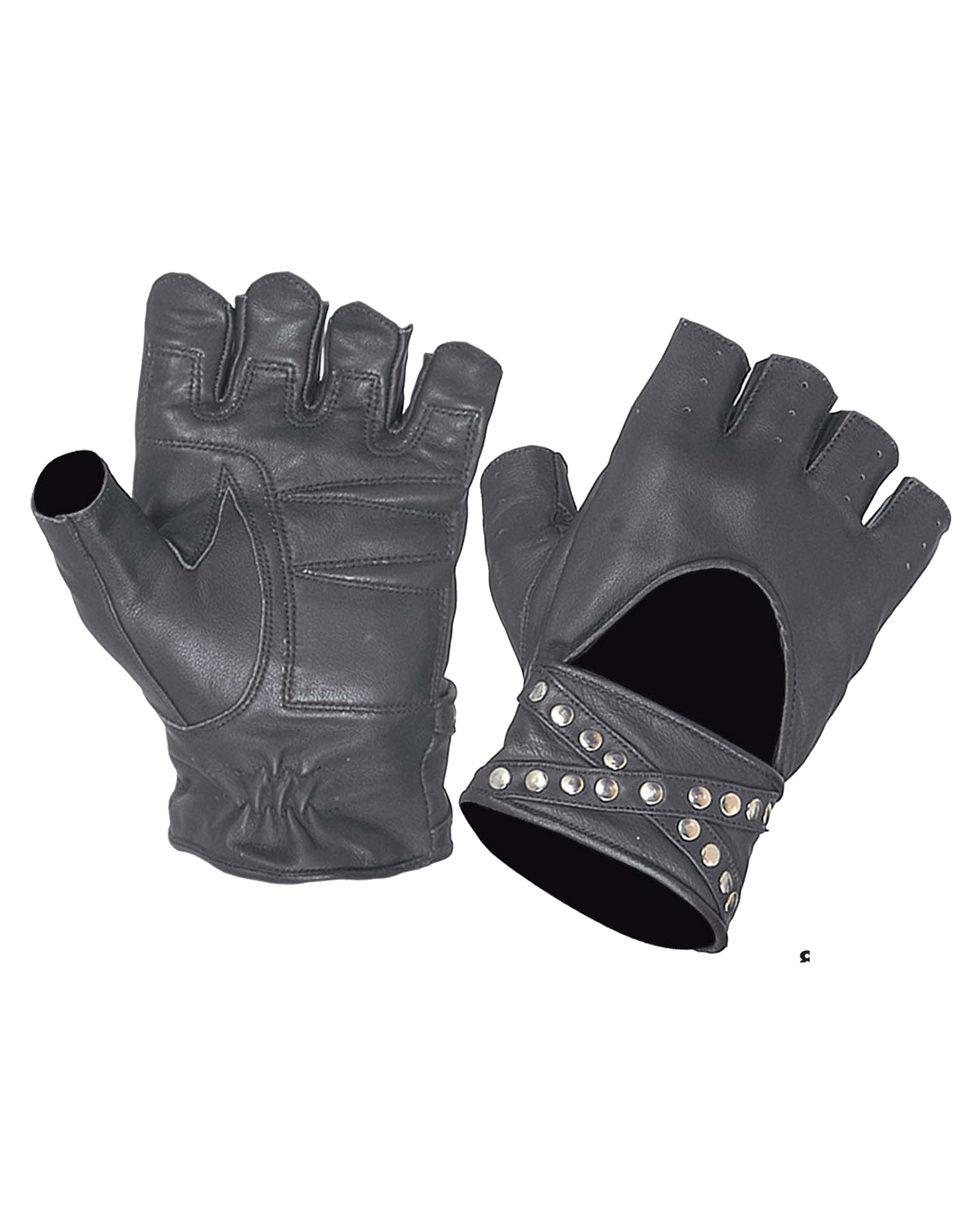 half finger leather gloves with studs
