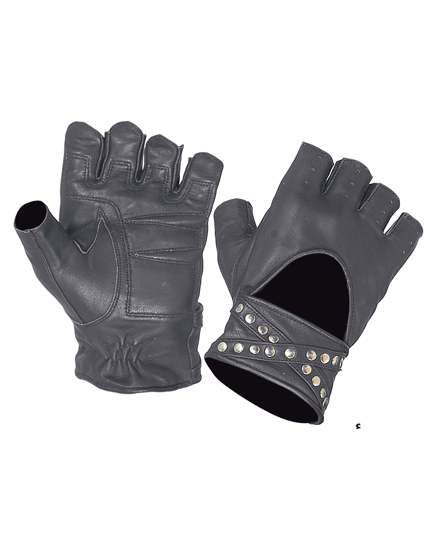 half finger leather gloves with studs