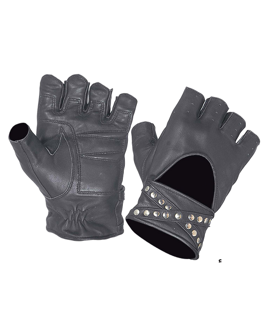 half finger leather gloves with studs