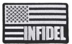 embroidery 'INFIDEL' text patch