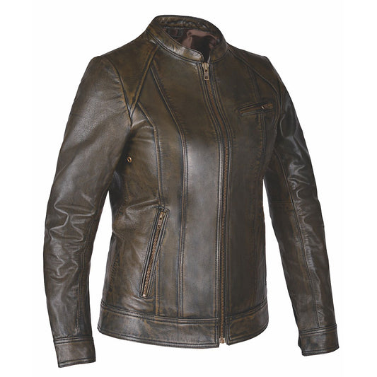  Crafted from luxurious lambskin leather in a rich brown hue, this jacket epitomizes sophistication and versatility. It features three exterior zippered pockets and two inside pockets, providing ample storage for your essentials while maintaining a sleek silhouette